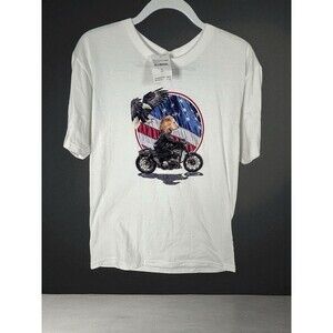 Kid Dangerous Shirt Boys XLarge 14-16 White Lion Biker American Flag Tshirt Boys